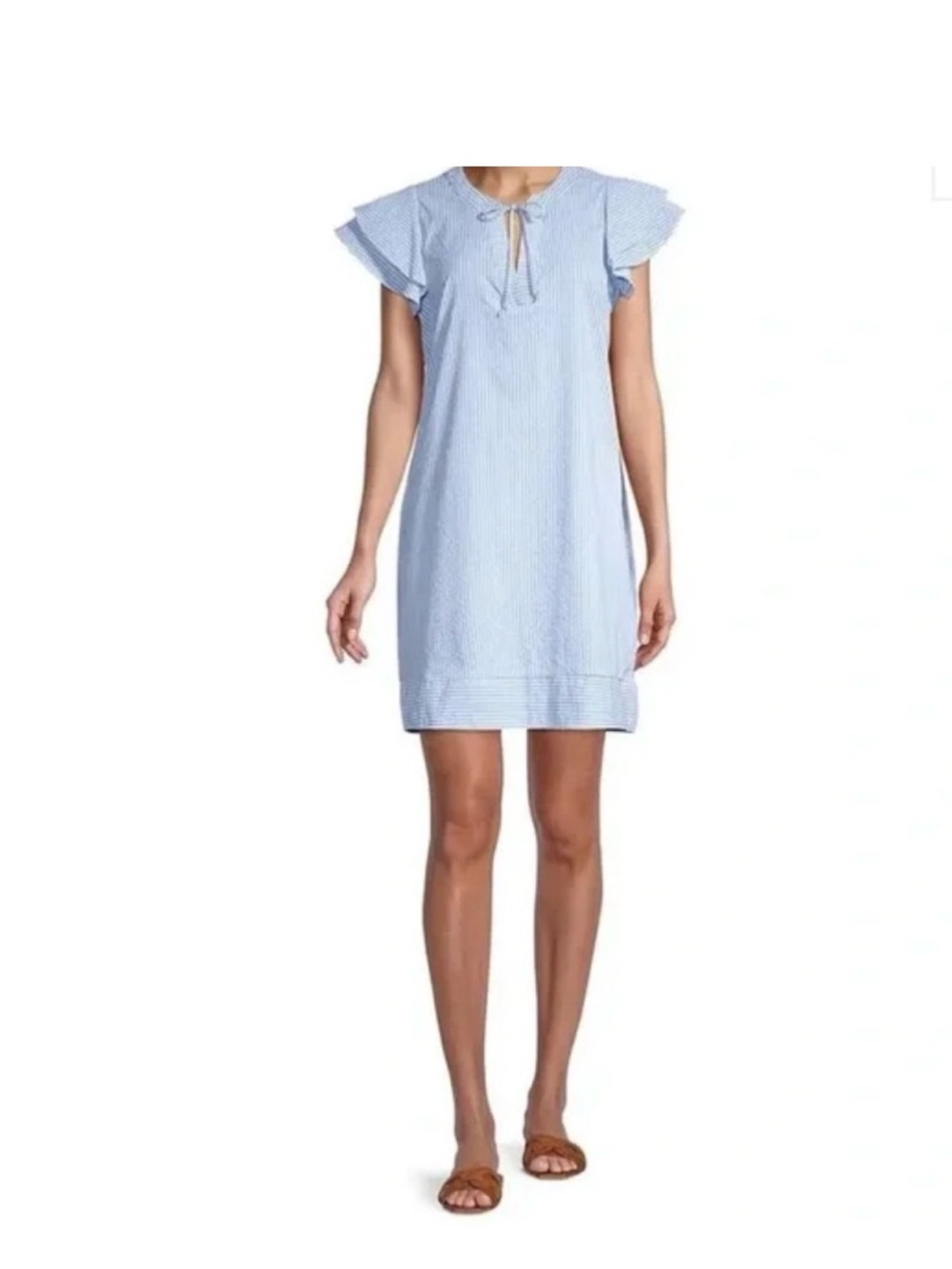 Vineyard Vines Harbor Tunic Dress in  Seersucker blue & white. Super lightweight
